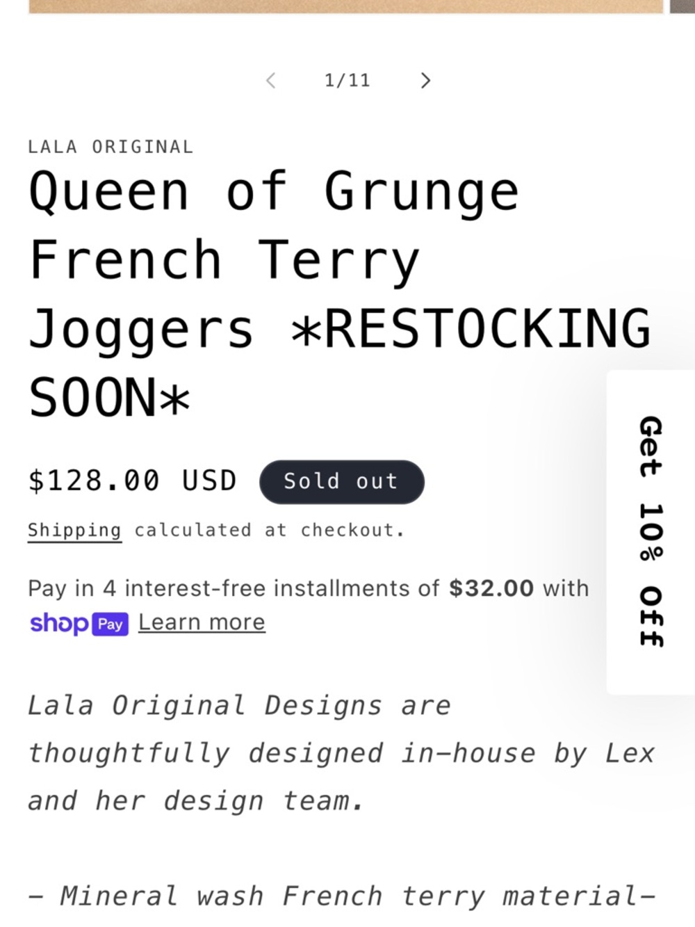 Dressed in LALA Queen of Grunge French Terry Joggers - Picture 5 of 6